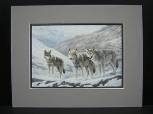 Charles Frace The Lesson Wolf Wolves mattierter Mini-Kunstdruck - Bild 1 von 1