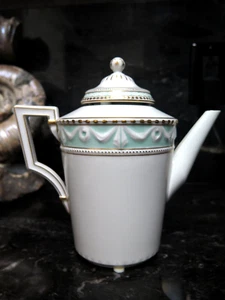 Kurland KPM Coffee Tea Pot Green Dekor 26 Pattern Berlin Porcelain SUmmer Table - Picture 1 of 12