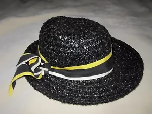 Cappello vintage Mr John Classic New York Paris tesa larga nero con nastro ~ 4090 - Foto 1 di 6