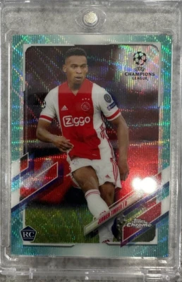2020-21 Topps Chrome UEFA Japan Jurrien Timber Aqua Mojo  RC /99 #71 - Image 1 of 2