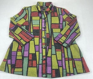 ALI MILES Geometric Print 3/4 Sleeve Jacket Blazer Pockets Women’s Size M - Picture 1 of 7