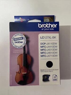 Genuine Brother LC127XL-BK Black Printer Ink Cartridge, Violin 2025 - No Box - Image 1 of 2