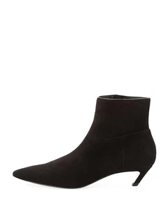 BALENCIAGA Runway Suede Ankle Shoe Boot Bootie Slash Inverted Heels 36 6 New - Picture 1 of 24