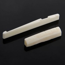 Beige Buffalo Bone Bridge Saddle And Slotted Nut For 6 String Acoustic Guitar OZ