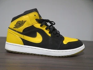 Air Jordan 1 Retro 2017 Mid New Love Mens 11.5 Shoes Black Yellow 554724-035 - Picture 1 of 8