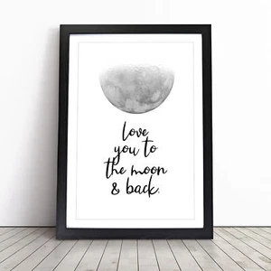 Love You To The Moon And Back Typography Framed Canvas Wall Art Print Picture - Picture 1 of 9
