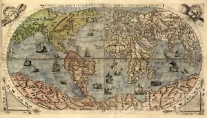 1565 Exploration Weltkarte großer Terra Wanddruck 24x42 - Bild 1 von 3