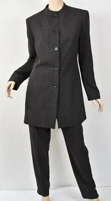 RENA ROWAN Charcoal Textured Long Tunic Jacket & Tapered Pants Suit Set 8/10 - Image 1 of 4