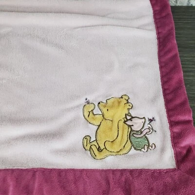 Manta de bebé polar rosa Pooh & Piglet clásica de Disney borde púrpura, gruesa suave Foto 1 de 4