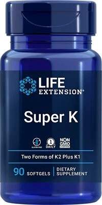 Life Extension Super K витамин K1, витамин K2 90 гелевых капсул - Изображение 1 из 4