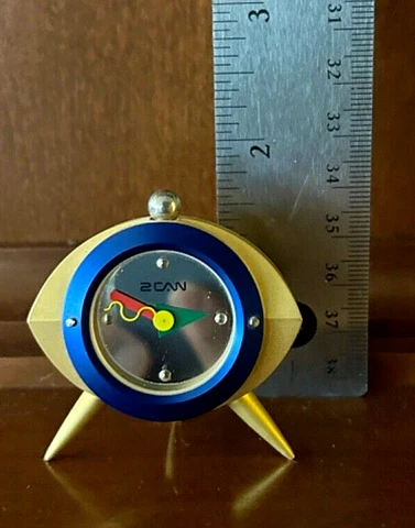 RARE VINTAGE 2CAN MINI TABLETOP CLOCK PostModern Design MINT Japan Movement 90's Cover