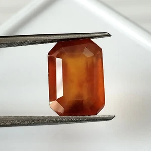 AAA+ Rare Natural Orange Hessonite Garnet Emerald Cut Faceted Stone 6.55 Carat - Picture 1 of 5