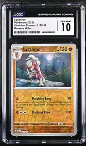 Pokémon LYCANROC 117/197 Obsidian Flames Rev Holo MINT CGC 10 - Picture 1 of 1