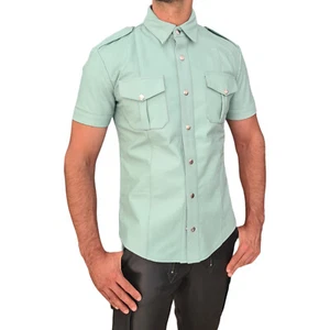 aw 6651 lederhemd Türkis Slim Fit hochwertiges leder hemd,Police leather shirt - Picture 1 of 10