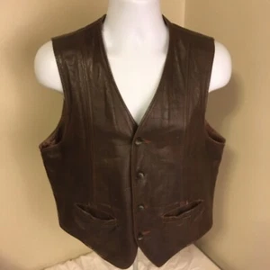 Fidelity Leathers Mens Leather Vest Brown Medium Harley Patch Free Shipping! - Picture 1 of 9
