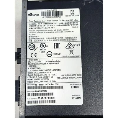 Cisco IE-2000-16TC-G-L Industrial Network Switch New Sealed - Image 1 of 4