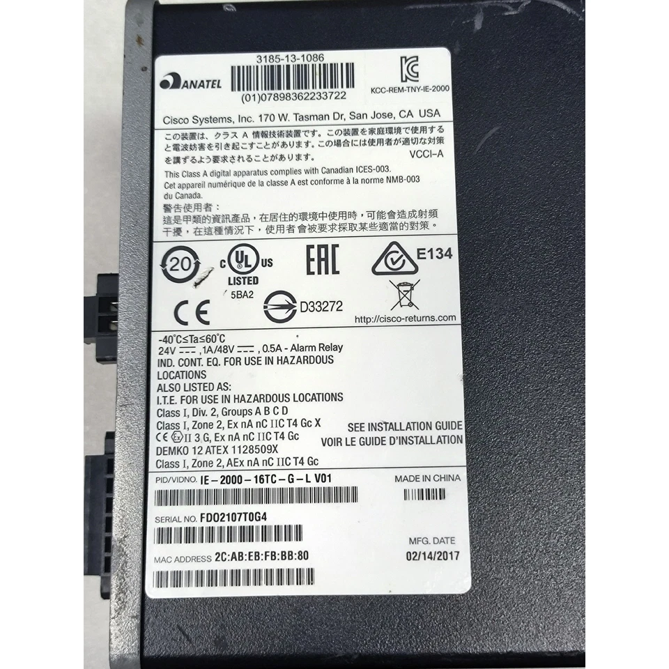 Cisco IE-2000-16TC-G-L Industrial Network Switch New Sealed - Image 1 of 4