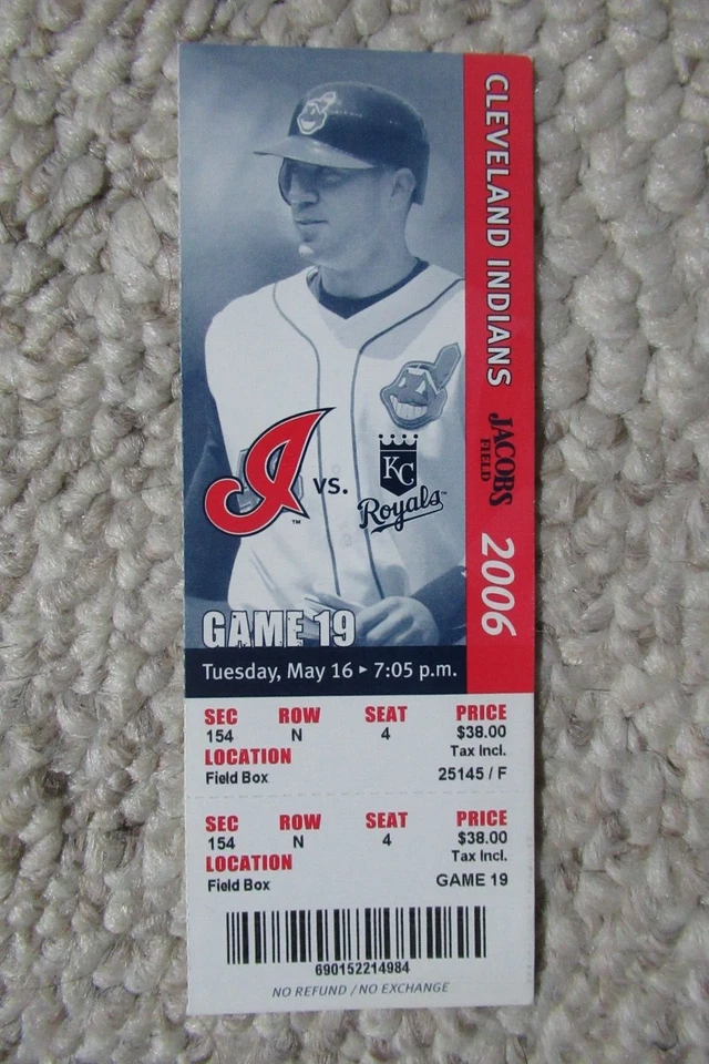 克利夫兰印第安人VS ROYALS 2006年5月16日全票 ~ 旅行者(WALKOFF HR) — 第 1/1 张图片