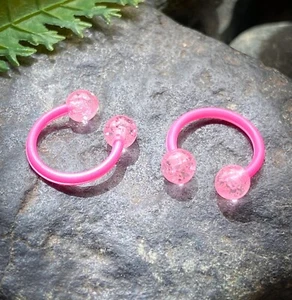 PAIR Ultra Glitter Flexible Circular Barbells Septum Eyebrow Nipple Tragus Ring - Picture 1 of 13