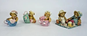 Cherished Teddies Tea Party Tea Cup Figurine Lot Enesco - Picture 1 of 10