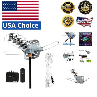360° Rotating Outdoor Antenna with 150 Mile Range - For 2 TVs, Easy Installation - Image 1 of 4