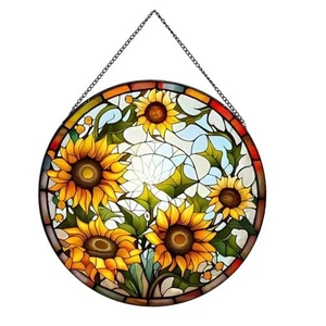 Sonnenblumen Buntglas Sonnenfänger für Fenster, hängende Glasmalerei für - Bild 1 von 7