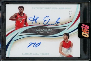 Immaculate Anthony Edwards Lamelo Ball 2020 doble novato en tarjeta radiocontrol automático #'d/25 - Imagen 1 de 2