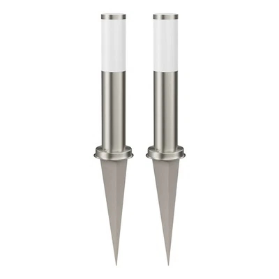 Pollerleuchte PORU mit Erdspieß für außen, Edelstahl, rund, 38,5cm, inkl. E27 - Bild 1 von 4