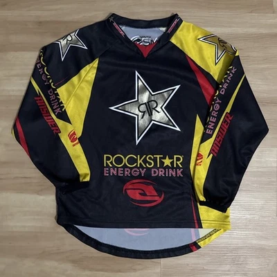 Camiseta Answer Racing Rockstar Energy Motocross Juvenil Pequeña Negra Amarilla 2009 Foto 1 de 4