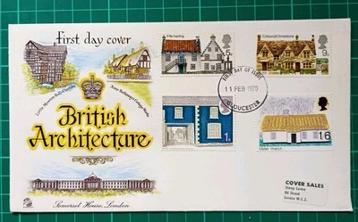 1970 Cottages British Rural Architecture Sovereign FDC Gloucester FDI - Image 1 of 2