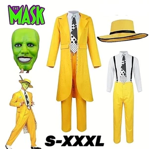 The Mask Jim Carrey Cosplay Costume Suit Outfits Coat Hat Fancy Dress Halloween - Picture 1 of 19