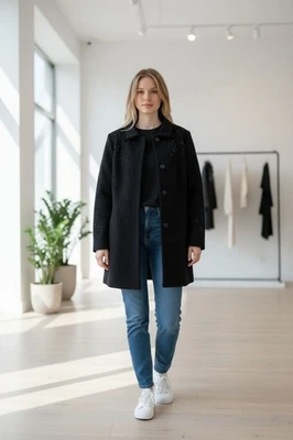 Chaqueta Jacquard Tejida con Cuentas Negra Chico's Nueva con Etiquetas - Talla 2/12 - $159 Foto 1 de 4