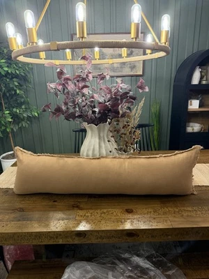 Almohada Lumbar Pesada Mezcla de Lino Marrón Cálido - Casaluna: Tejido Rayón Foto 1 de 4