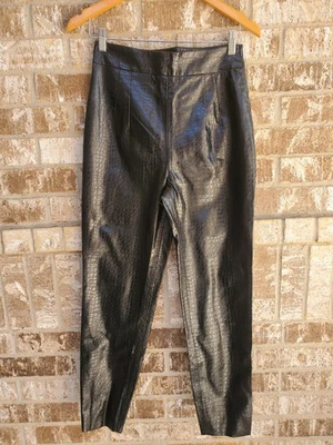 ZARA NWOT Black Faux Leather Pants Crocodile Print Size Medium - Image 1 of 4