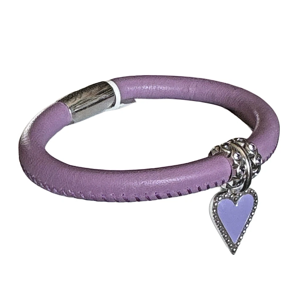 BRIGHTON Purple WOODSTOCK Bracelet Dazzling Heart Charm & INFINITY Spacers NWT - Image 1 of 1