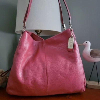 Coach 26224 Madison Small Phoebe Shoulder Bag Pink Pebbled Leather Tote Purse - Image 1 of 4