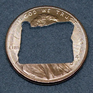 Lucky penny with Oregon cut out - Picture 1 of 1