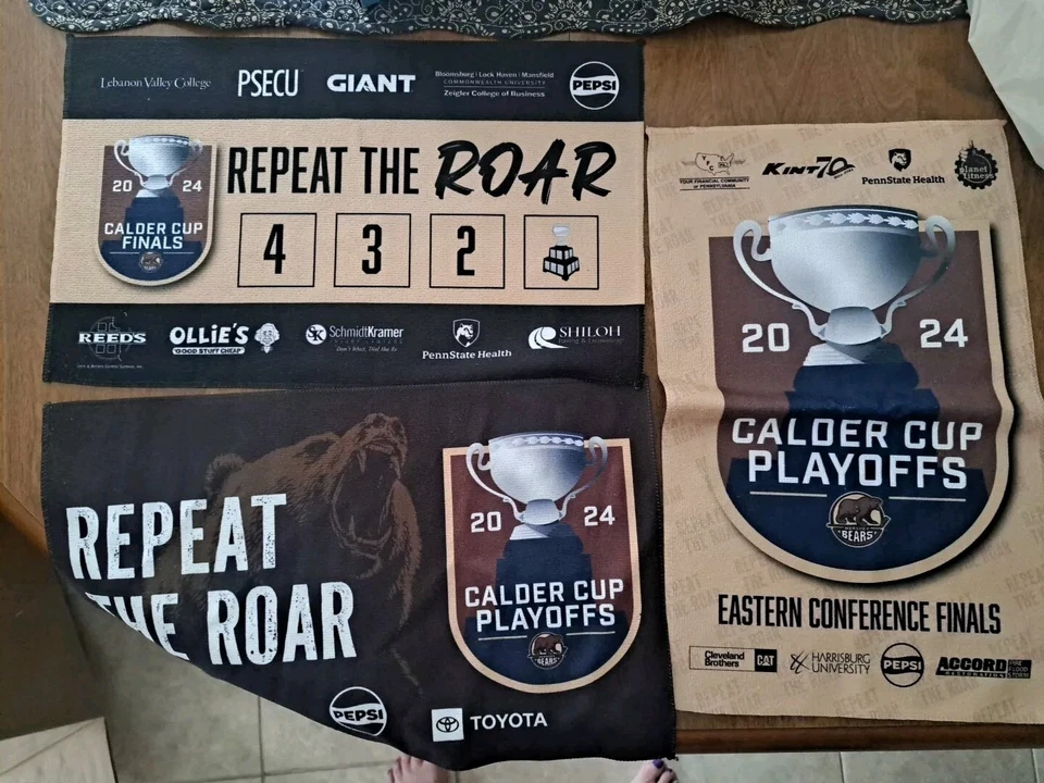 3 Hershey Bears Repeat The Roar Calder Cup Finals Game Rally Towels - Image 1 of 1