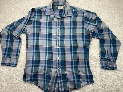   camisa cabeça de pato verde xadrez manga longa botão para baixo masculina L vintage anos 90 - Imagem 1 de 4