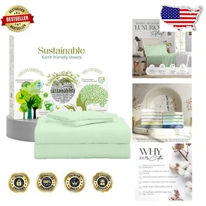 Cooling Teal Green Percale Bedsheet Set - 4 Piece 400 Thread Count for Full Beds - Picture 1 of 11