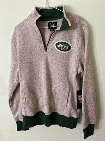 47’ Brand New York Jets Mens Half Zip Sweater Small  Gray Green NFL AFC new Cover