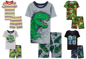 NWT The Childrens Place Boys Snug Fit Short Sleeve Cotton Pajamas Set Dinosaur