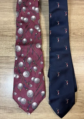 Lote x2 corbatas vintage temáticas doradas para hombre - Geary's - Arnold Palmer Foto 1 de 4