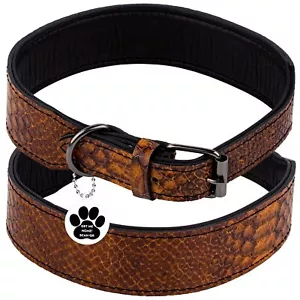 Luxury Dog Collar Leather Genuine Leather Dog Collar with ID Tag QR Leather W... - Picture 1 of 8