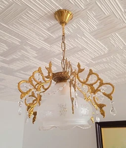 ✅ 002 ✅ ✅ Hermosa lámpara ✅ Bronce ✅ Conexión una bombilla e24 ✅ Cristal ✅ - Imagen 1 de 5