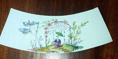 RARE PARURE ABAT JOUR ART DECO AQUARELLE SUR PAPIER LAMPE PETROLE VEILLEUSE - Photo 1/3