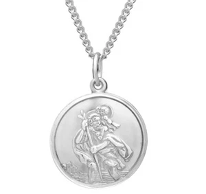 925 Sterling Silver St Christopher Large Pendant Necklace and various chain size - Picture 1 of 9