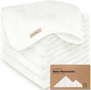 6-Pack Baby Wash Cloths - Organic Bamboo Baby Face Cloth, Baby Wash Cloth, Ba... - Picture 1 of 16