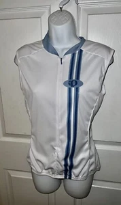 Pearl Izumi Women's Sleeveless Zip Jersey Size Large Cycling White Blue - Foto 1 di 8