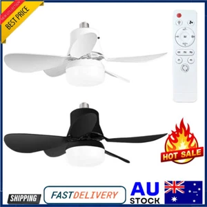 Ceiling Fan E27 Socket Fan 30W with Dimmable LED Light Remote Controller 3 Speed - Picture 1 of 14